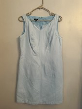 Talbots Light Blue Sheath Dress V Neck Sleeveless Petites 12P Knee Length