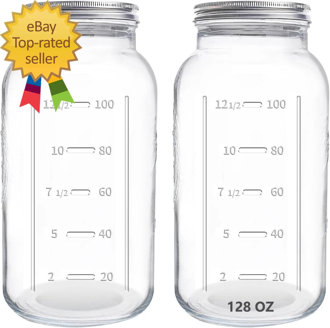 128 Oz Mason Jars Extra Wide Mouth 2 Pack 1 Gallon Glass Large Jars
Opens in a new window or tab