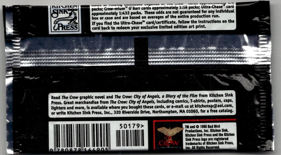 Tarjetas coleccionables oficiales de la película The Crow City of Angels 1996 paquete de refuerzo sellado Foto 2 de 3