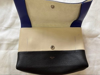 CELINE Hand Pouch Leather Black Blue Authentic | eBay