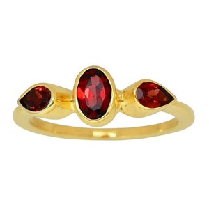 Authentic Hessonite Garnet Gold Plated Ring Warm Tone Size 6 Fall TR01407