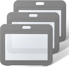 ID Badge Holder with Double-Sided Windows Horizontal Hard Plastic Case Black Car
