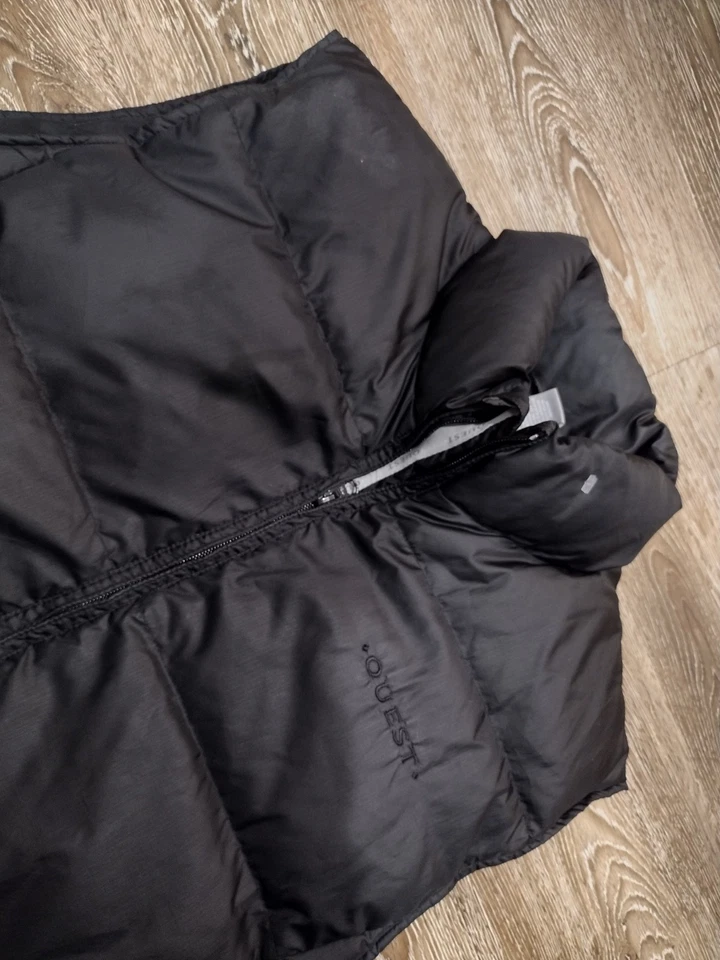 Chaleco acolchado Quest plumón de ganso para hombre grande negro cremallera completa exterior nailon invierno Foto 2 de 4