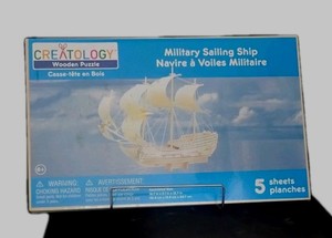 CREATOLOGY Wooden puzzle Military Sailing Ship 5 Sheets New In Plastic