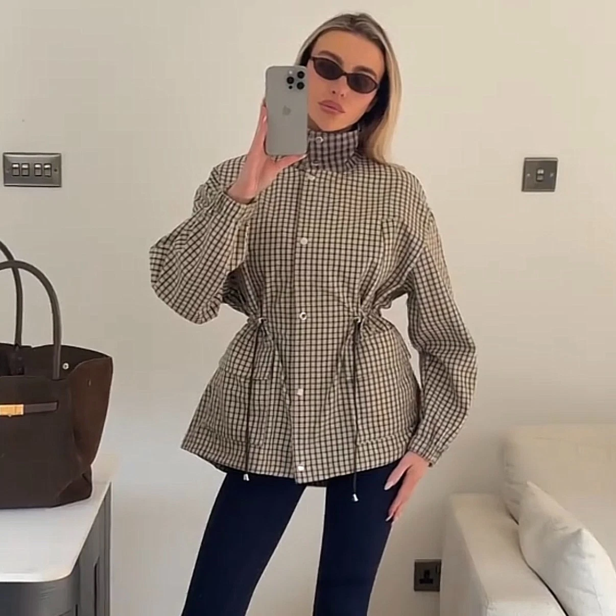 ZARA : Check High-Neck Jacket : 5854/021 | *UK Buyers No Import Fees*