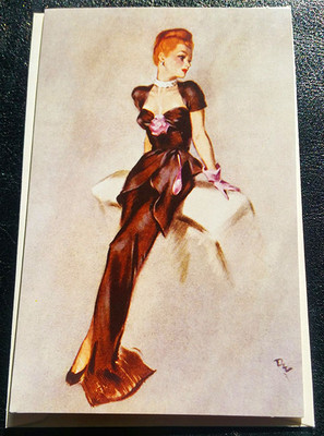 RETRO 20's NOTE CARD Sexy Red Head in Lingerie NOS/MINT MPL UK WE SHIP WORLDWIDE