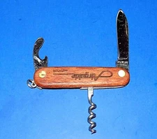 Vintage Wood Handle "Airguide / asi/37520" Advertising Multi-Tool Keychain Knife