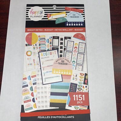 NEW! the Happy Planner BRIGHT RETRO - BUDGET Pack Stickers - 1151 Pieces