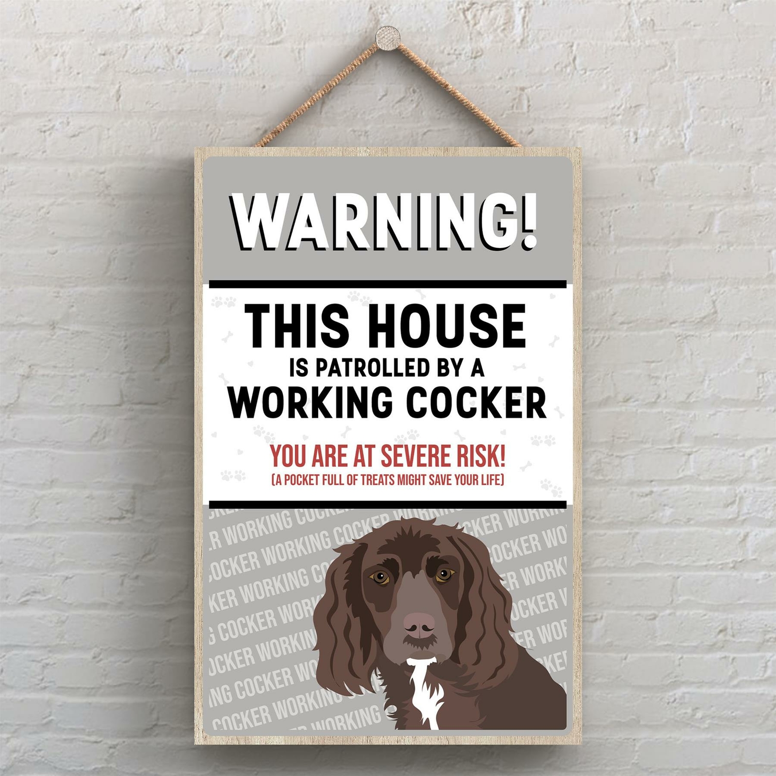 WORKING COCKER WORKS OF K PEARSON DOG BREED ILLUSTRATION WOODEN HANGING PLAQUE