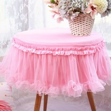 1PCS Mesh Velvet Splicing Tablecloth Lace Ruffled Round Table Cover Princess
