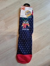 Ladies Blue Cotton Rich Kiss Me Despicable Me Christmas Socks