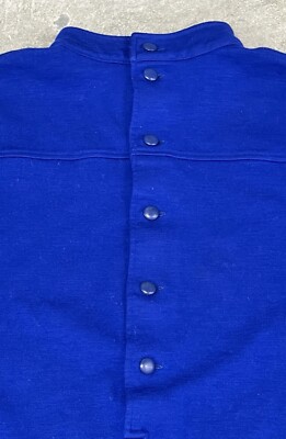 VTG Paris Designer YSL Yves Saint Laurent Variation Long Button Blue Wool Dress