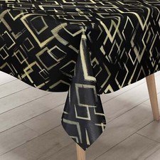Nappe en Toile Cirée 124C or Noir Géometrie Magasin Bricolage Carré Rond Oval