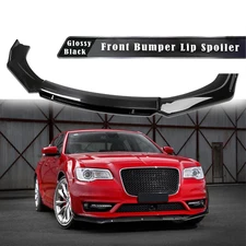 For Chrysler 300 Glossy Black Front Bumper Lip Spoiler+Splitters Body Kit