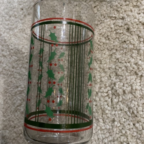 Set of 6 Glass Holiday Beverage Glasses Tumblers 12 oz. Holly Berries - Picture 5 of 9
