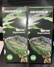 (2) Replacement Bulbs 23W 120V UVB 5.0  Reptile Heat Terrarium Spiral Light Bulb