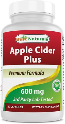 Best Naturals apple cider vinegar plus 600mg 120 Capsules WeightLoss Supplement 