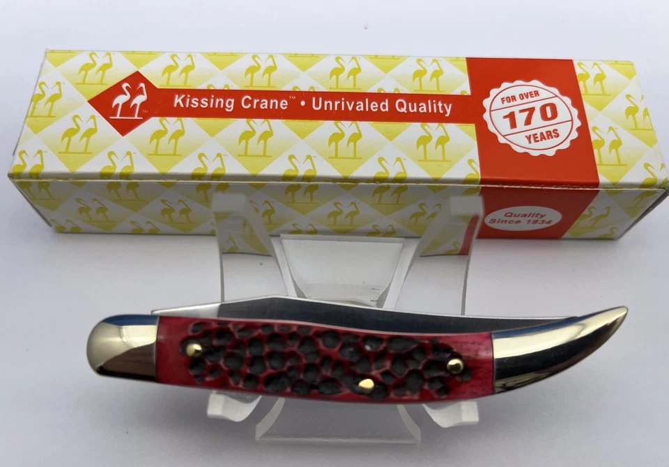 Cuchillo de bolsillo Kissing Crane Cutlery Red Bone Texas palillo de dientes 3 1/2” cerrado Foto 2 de 4