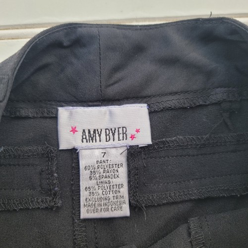 Amy Byer Solid Black Dress Flat Front Flare Casual Pants 23x23 Sz 7 - Picture 7 of 9