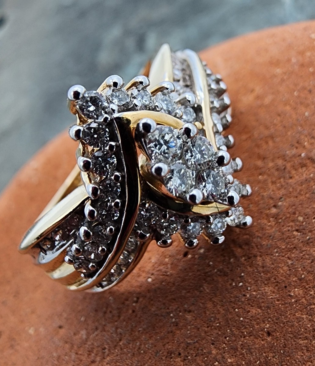 10k .417 Yellow Gold Keepsake .42 ctw Custer Halo Diamond Sz 7