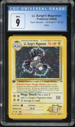 2000 Pokemon Gym Heroes #8 Lt. Surge's Magneton Holo First Edition CGC 9