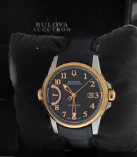 Bulova Accutron Calibrator 65B148 43mm Two Tone Steel Black Dial Automatic Watch