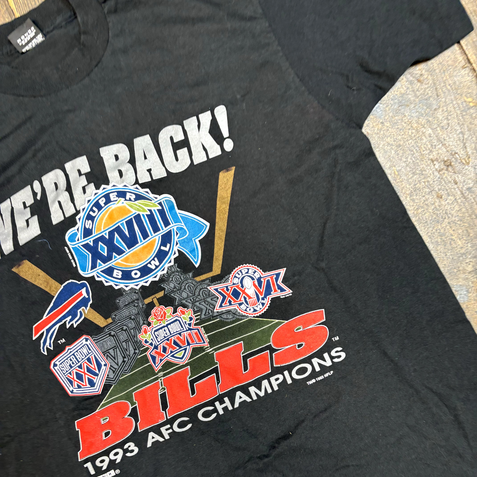 Vintage SuperBowl 28 T-Shirt 90's Graphic Single Stitch Tee, Black, Mens XL image 4