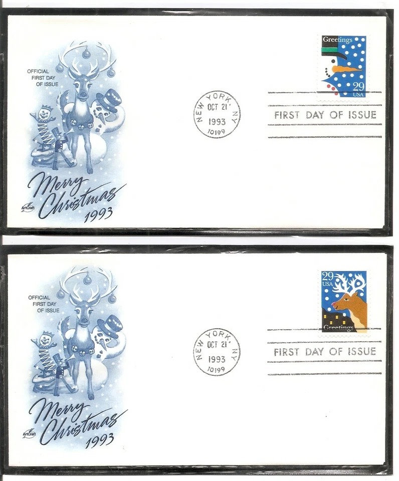 US SC # 2799-2802 Christmas 1993. Artcraft Cachet - Image 2 of 2