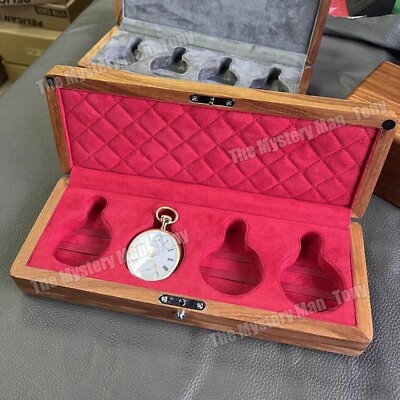 4 Slot Solid Wood Pocket Watch Box Portable Single Pocket Watch Display Storage