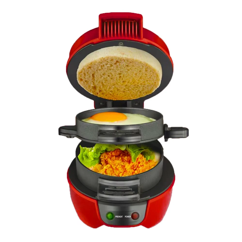 Portable Breakfast Sandwich Maker with Non-Stick Egg Cooker and Toaster