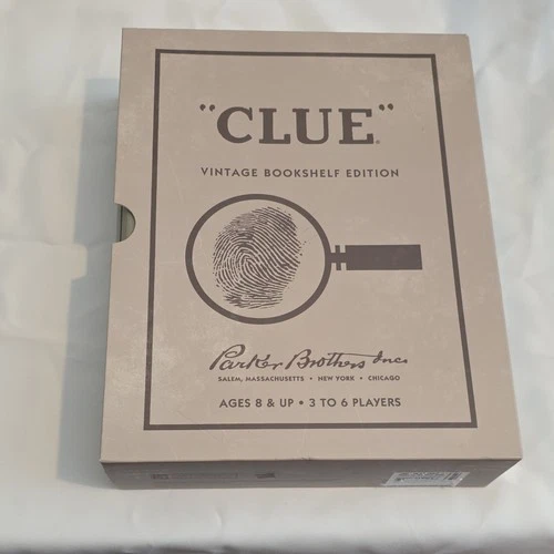 Parker Brothers Clue Vintage Bookshelf Edition Board Game Ages 8+ 3-6 Players
