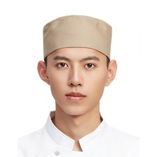 Unisex Chef Hats Adjustable Kitchen Cooking Caps with Breathable Mesh Top Beige