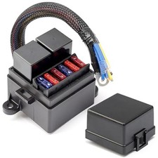 Pre-Wired Fuse Relay Box with 2 Relay Slots and 6 ATC/ATO Fuse Holder, 2 4Pin 80