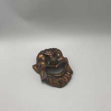 Vintage Bronze Ton Groteske Metall Wand Maske Plakette 14 x 14 cm