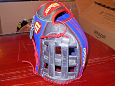 Guanto da baseball personalizzato Wilson A2000 DW5 12" Superskin (blu, rosso e grigio metallizzato)