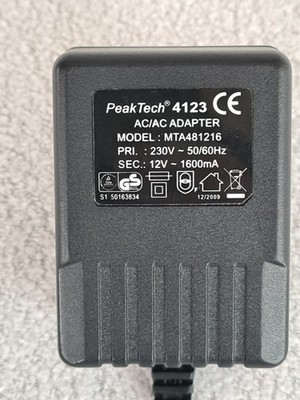 Peak Tech 4123  Wechselspannungs-Steckernetzteil, 12 V / 1,6 A für Easy Control