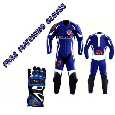 FREE GLOVES- SUZUKI MOTORBIKE MOTORCYCLE RACING SUITS BIKER LEATHER JACKET/PANTS