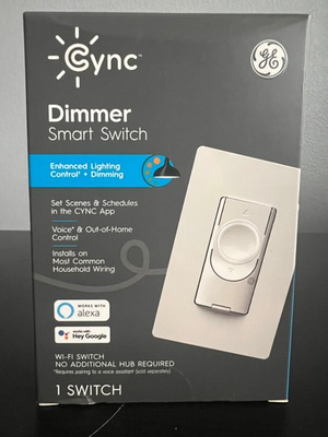 #ad GE CYNC Smart Dimmer Light Switch Wire Free Bluetooth Wi Fi Google Alexa Voice $24.95