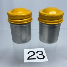 2 VTG Lot Kodak 35mm Film Roll Embossed Container Metal Tin Can Canister yellow