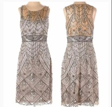 Sue Wong SIlvertone Bead and Sequin Dress Size 10