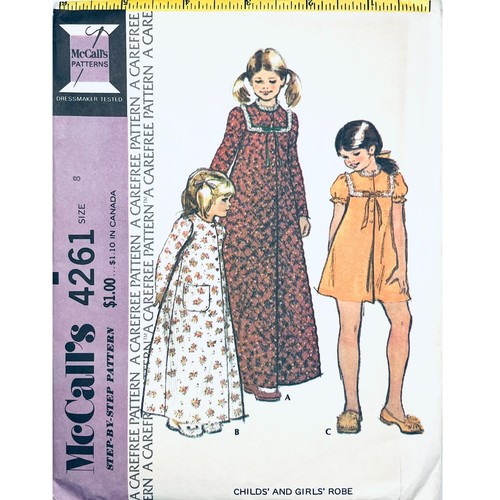 McCall's 4261 Girls’ Robe PATTERN Size 8 A Carefree Pattern Vintage ...