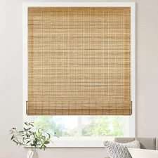 29" x 64" LazBlinds No Drill Bamboo Roller Shade Cordless Blinds Light Filtering