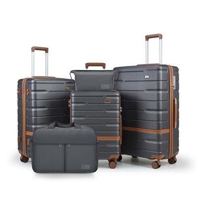 Luggage Sets 5 Piece Luggage Sets Lightweight Hard Shell Suitcases with Gray