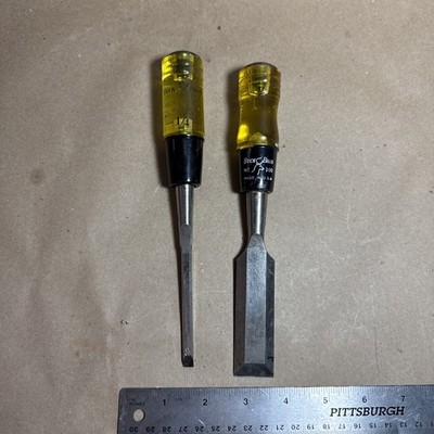 2 Vintage BUCK BROS. 1/4  And  No. 100 (1 )Woodworking Chisel, USA
