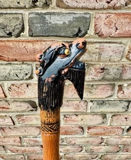 Rare Hand Carved Dragon Staff Wood Swagger Stick Short 22” Riding Crop