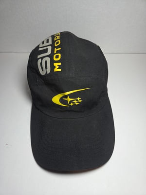 #ad Suburu Motorsports Cap Hat 5 Panel Black USA Round Dome Type Reflective $18.99