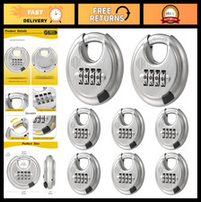 4-Digit Combination Lock - Heavy Duty Disc Padlock, Keyless Steel Shackle, 8 Pac