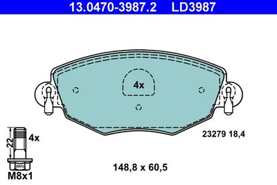 Brake Pad Set, disc brake ATE 13.0470-3987.2