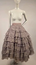 GRAY RUFFLE POWDER PUFF VINTAGE 1950’S ORGANZA + LACE FULL SKIRT