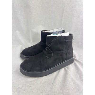 Universal Thread May Black Faux Suede Ankle Boots Side Zip Lug Sole Womens 8